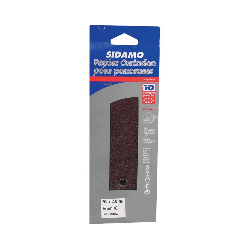 : PAPIER CORINDON PERFORE 93X230 GR40 BLISTER DE 10 : PAPIER CORINDON PERFORE 93X230 GR40 BLISTER DE 10