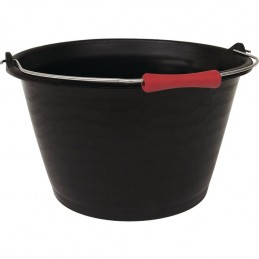 : Seau à veau 18 litres noir poignee bois 38x29