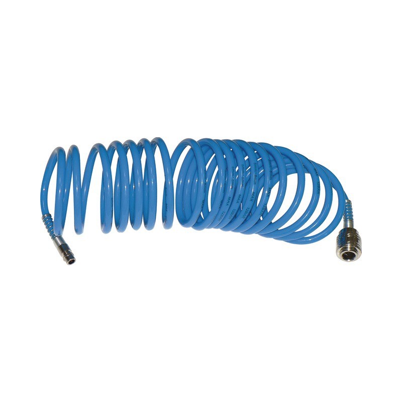 : TUYAU AIR SPIRAL POLYURETHANE 6X8 MM AVEC RACCORDS RAPIDES LG 7,5 M PRODIF