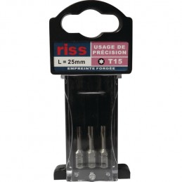 : EMBOUTS DE VISSAGE FORGE TORX T15 LG 25 MM BOITE DE 3 RISS