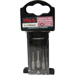 : EMBOUTS DE VISSAGE FORGE TORX T10 LG 25 MM BOITE DE 3 RISS