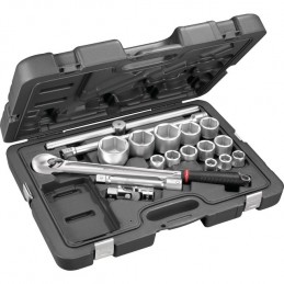 FACOM  : DOUILLES ET ACCESSOIRES 3/4" 6 PANS 21 A 55 MM COFFRET DE 15 PIECES FACOM