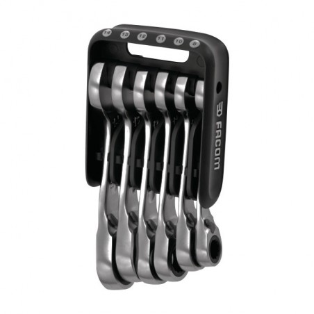 CLES MIXTES COURTES A CLIQUET REVERSIBLES ULTRA GRIP SUR ETUI PORTATIF JEU DE 6 FACOM