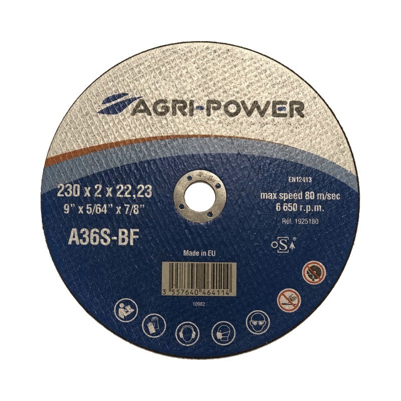 : DISQUE A TRONCONNER 230X2X22,2 METAL PLAT AGRI-POWER