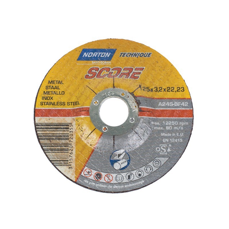 : DISQUE À TRONÇONNER MÉTAL/INOX 125 X 3,2 X 22,2 MM SCORE : DISQUE À TRONÇONNER MÉTAL/INOX 125 X 3,2 X 22,2 MM SCORE