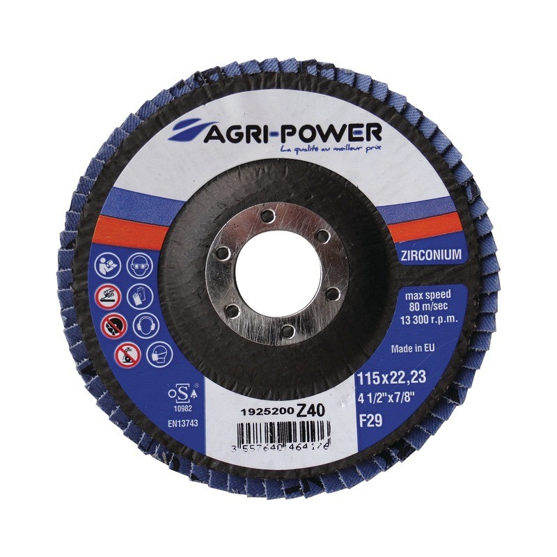 : DISQUE A LAMELLES 115X1 GR40 ZIRCONIUM AGRI-POWER : DISQUE A LAMELLES 115X1 GR40 ZIRCONIUM AGRI-POWER