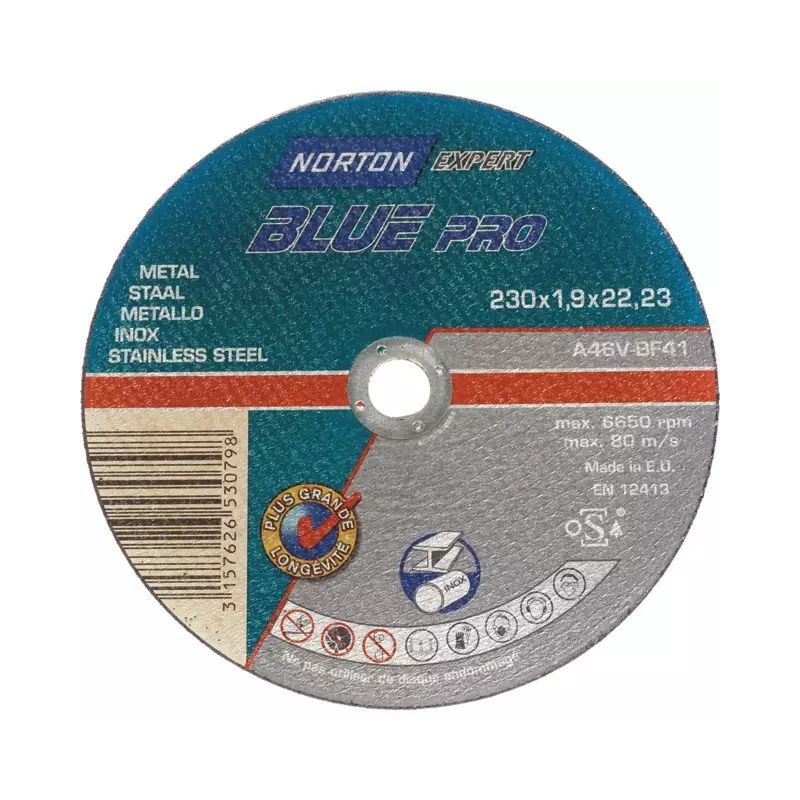 : DISQUE À TRONÇONNER MÉTAL/INOX 230 X 1,9 X 22,2 MM BLUE PRO