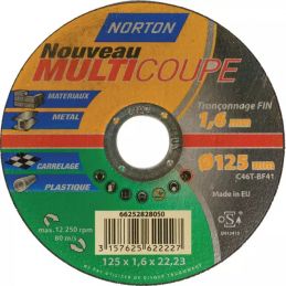 : DISQUE À TRONÇONNER TOUS MATÉRIAUX 125 X 1,6 X 22,2 MM MULTICOUPE