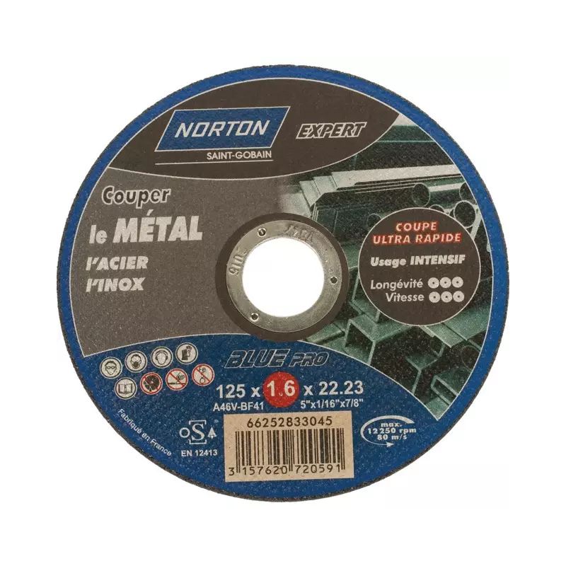 : DISQUE À TRONÇONNER MÉTAL/INOX 125 X 1,6 X 22,2 MM BLUE PRO : DISQUE À TRONÇONNER MÉTAL/INOX 125 X 1,6 X 22,2 MM BLUE PRO