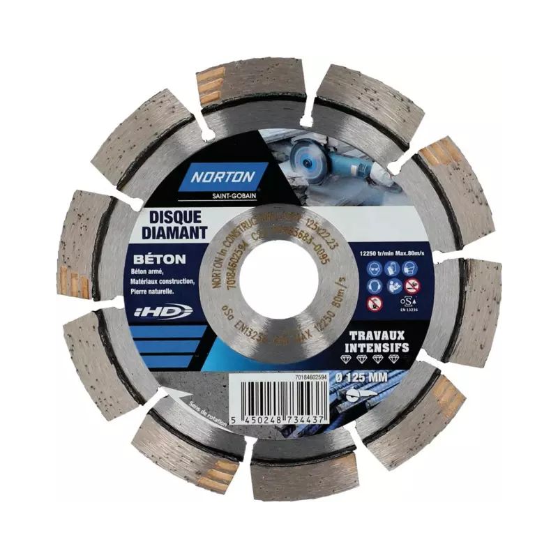 : DISQUE A TRONÇONNER DIAMANT TRAVAUX INTENSIFS 125X22,2MM : DISQUE A TRONÇONNER DIAMANT TRAVAUX INTENSIFS 125X22,2MM