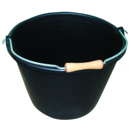 : Seau à veau 18 litres noir poignee bois 38x29