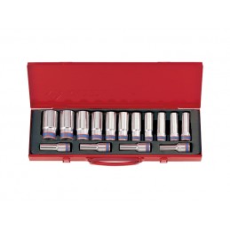 KING TONY  : Coffret de douilles longues métriques 1/2" - 15 pièces