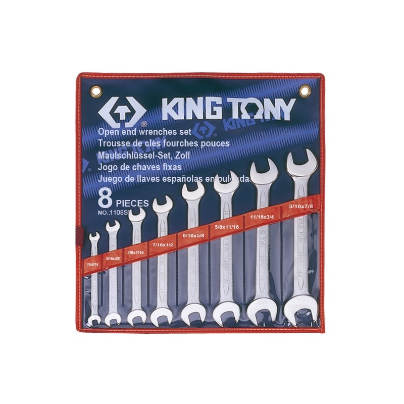 KING TONY  : Trousse de clés fourches en pouces - 8 pièces