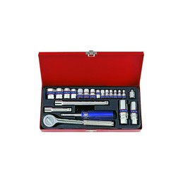 Coffret de douilles 1/4" et 3/8" métriques avec accessoires - 21 piè