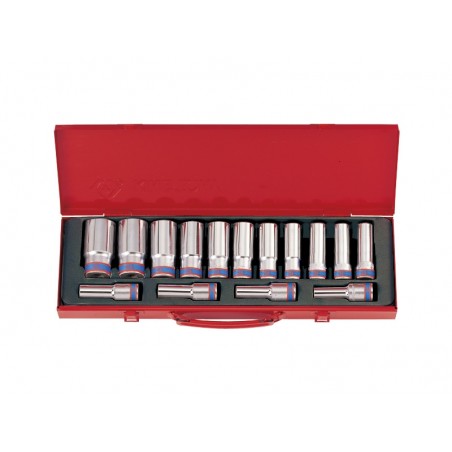 KING TONY  : Coffret de douilles longues métriques 1/2" - 15 pièces