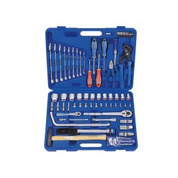 KING TONY  : Coffret de douilles 1/4" et 1/2" métriques avec accessoires - 75 piè