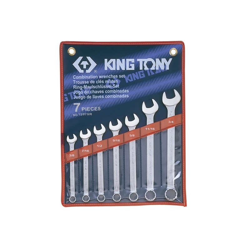 KING TONY  : Trousse de clés mixtes en pouces  - 7 pièces