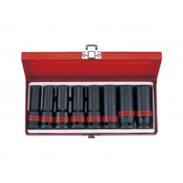 KING TONY  : Coffret de douilles longues 1/2" à choc pouces - 8 pièces