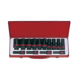 Coffret de douilles longues 1/2" à choc pouces - 14 pièces