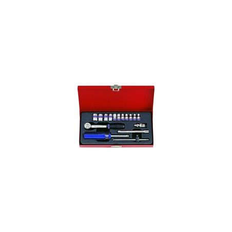 KING TONY  : Coffret de douilles métriques et accessoires 1/4" - 16 pièces