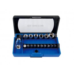 Coffret de douilles 1/4" métriques avec embouts - 17 pièces