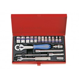 KING TONY  : Coffret de douilles métriques et accessoires 1/4" - 19 pièces