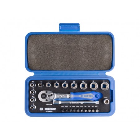 KING TONY  : Cliquet et embouts 1/4" - 25 pièces