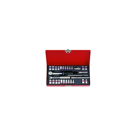 KING TONY  : Coffret de douilles 1/4" métriques et pouces avec accessoires - 30 p