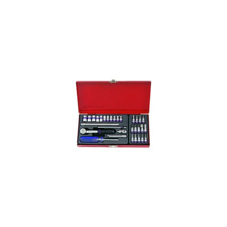 KING TONY  : Coffret de douilles métriques et accessoires 1/4" - 31 pièces