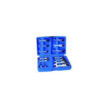 KING TONY  : Coffret de clés mixtes à cliquet courtes tête articulée métriques av