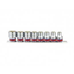 Coffret de douilles pouces 1/2" sur rail - 8 pièces