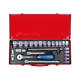 KING TONY  : Coffret de douilles métriques et accessoires 1/2" - 24 pièces
