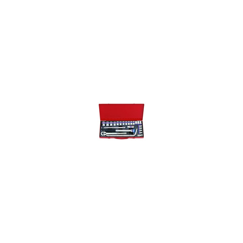 Coffret de douilles métriques et accessoires 1/2" - 24 pièces Coffret de douilles métriques et accessoires 1/2" - 24 pièces