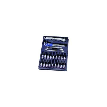 KING TONY  : Thermoformé de clés et de douilles tournevis  TORX et 6 pans  - 31 p