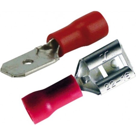 : Assortiment de cosse plate mâle / femelle 6.3mm rouge (boite de 22)
