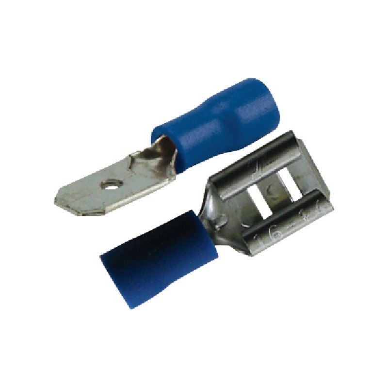 Assortiment de cosse plate mâle / femelle isolée 6.3mm bleu (boite de 20) Assortiment de cosse plate mâle / femelle isolée 6.3mm bleu (boite de 20)