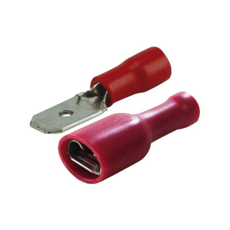 Assortiment de cosse plate mâle / femelle isolée 2.8mm rouge (boite de 20) Assortiment de cosse plate mâle / femelle isolée 2.8mm rouge (boite de 20)