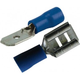 Assortiment de cosse plate mâle / femelle 6.3mm bleu (boite de 22)