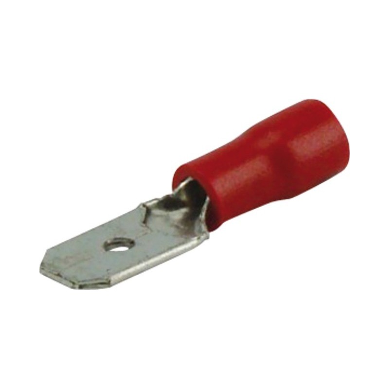 Cosses plates mâle 6.3mm rouge (boite de 20) Cosses plates mâle 6.3mm rouge (boite de 20)