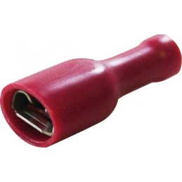 Cosse plate femelle thermoretractable 6.35mm rouge isolée (sac de 50)