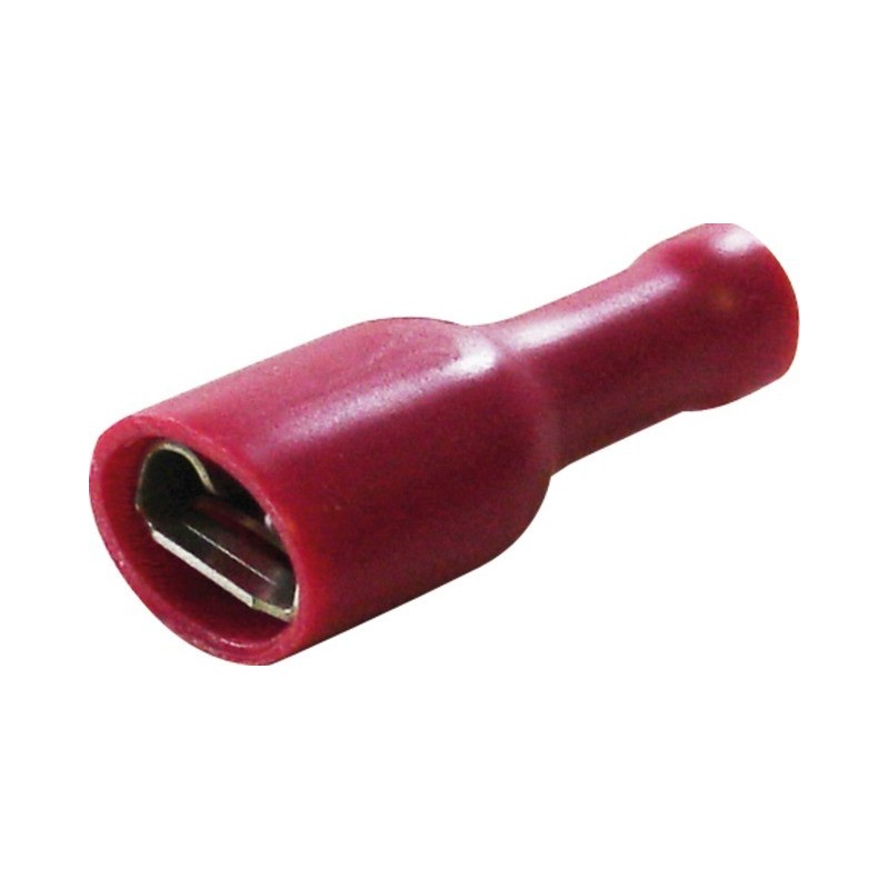 Cosse plate femelle thermoretractable 6.35mm rouge isolée (sac de 50)
