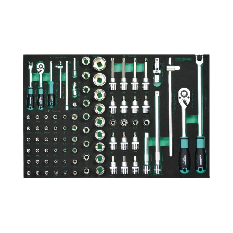 : MODULE DE DOUILLES ET ACCESSOIRES 1/4" ET 1/2"  DE 86 PIECES P