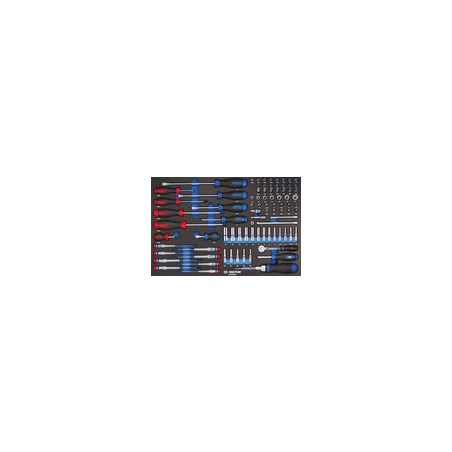 KING TONY  : Plateau EVAWAVE de douilles. accessoires 1/4" métriques. tournevis