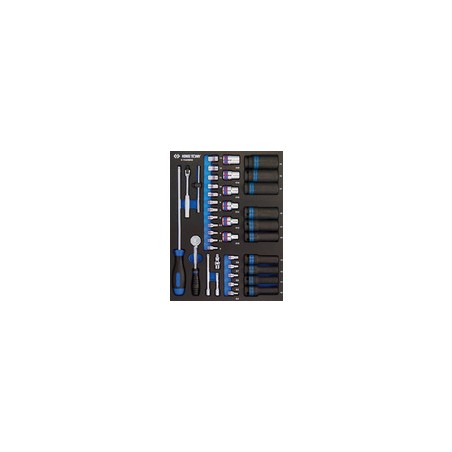 KING TONY  : Plateau EVAWAVE de douilles et accessoires 1/4" et 1/2" métriques -